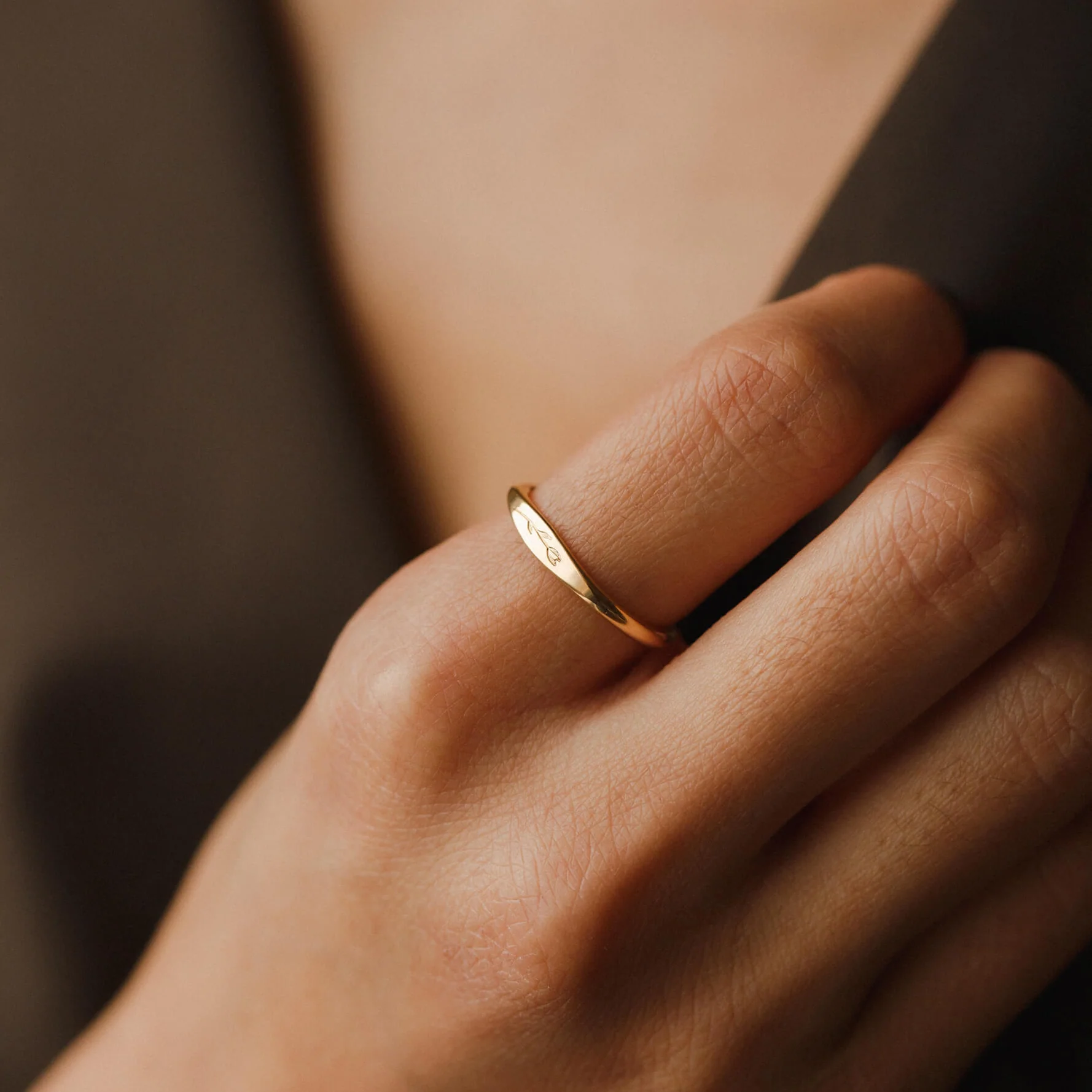 GLDN Floral Slim Signet Ring - Image 6