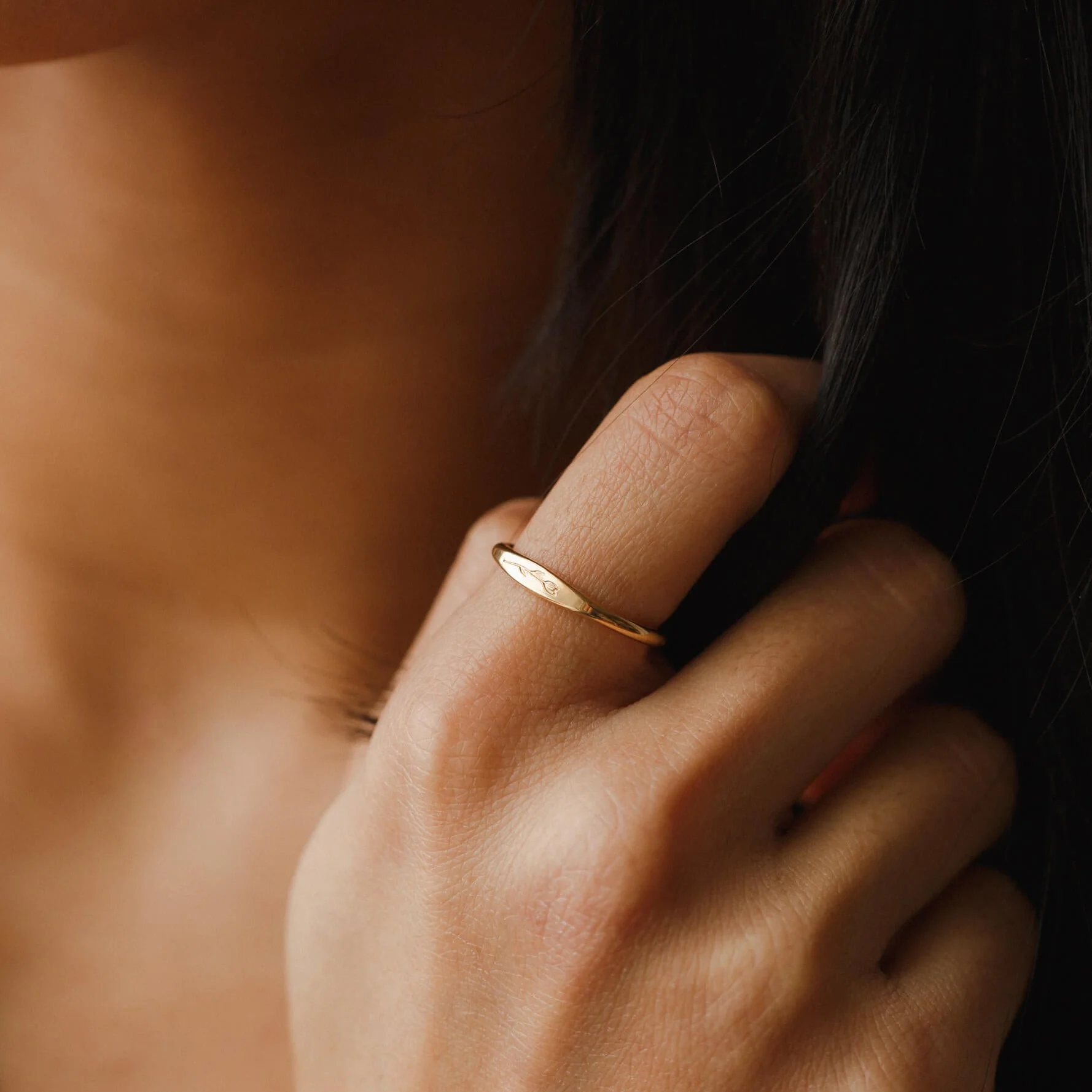 GLDN Floral Slim Signet Ring - Image 9