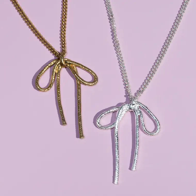 Water Sand Stone Little Bow Necklace